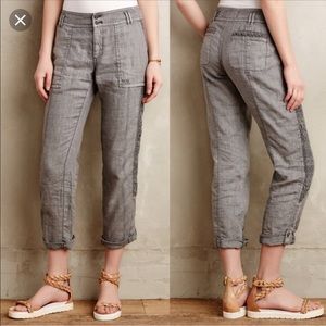 Anthropologie Hei Hei Linen Pants with Lace Detail
